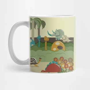 Vintage style poster of cute animals in the jungle Mug